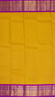 Yellow Kanchi Pattu Saree with Purple Zari Border