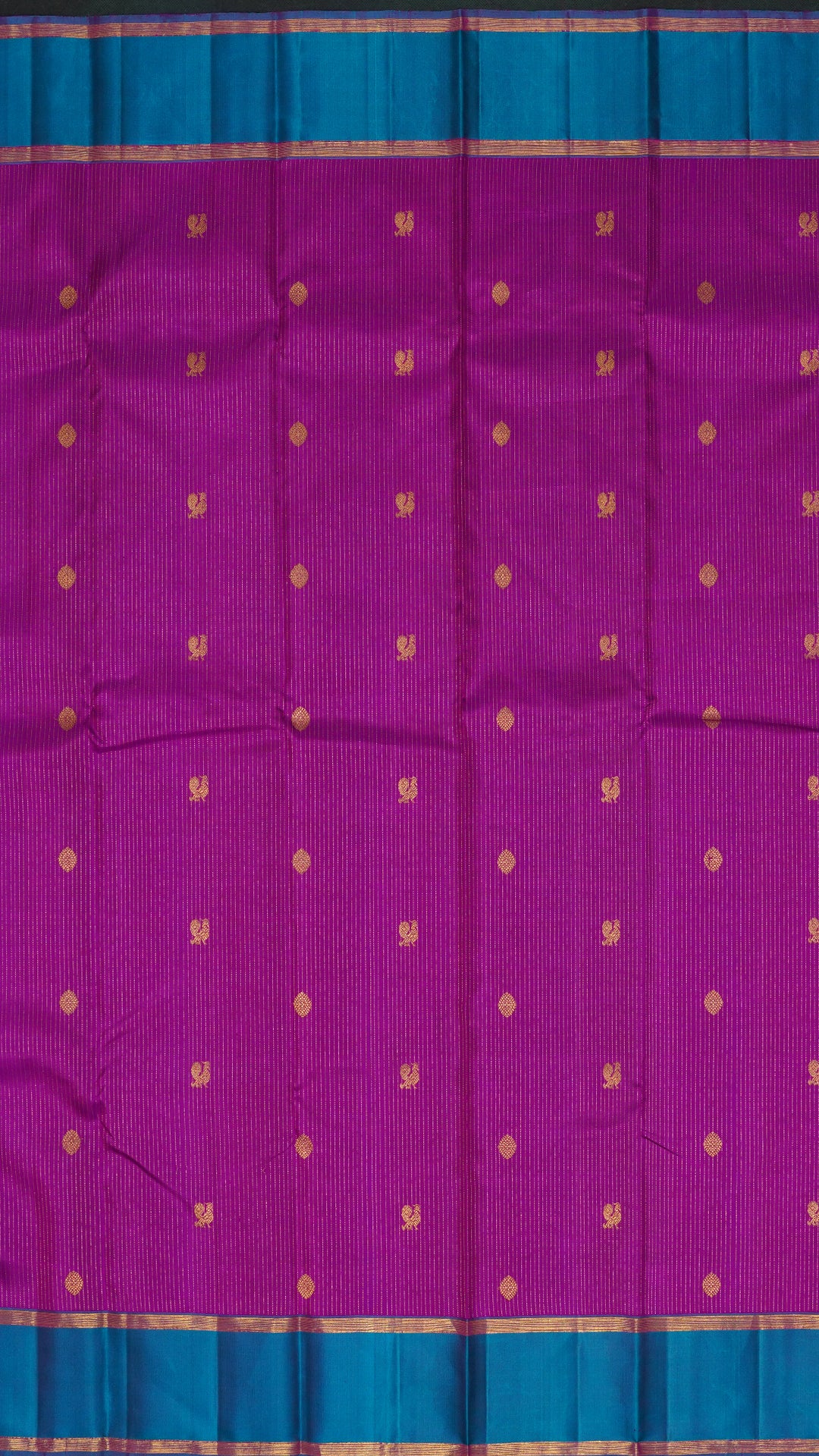 Purple Kanchi Pattu Saree with Sulphate Blue Gap Border