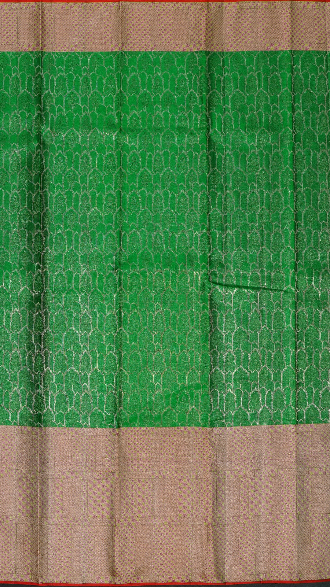 Dark Green Kanchi Pattu Saree with Tissue Brocade Border