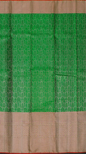 Dark Green Kanchi Pattu Saree with Tissue Brocade Border