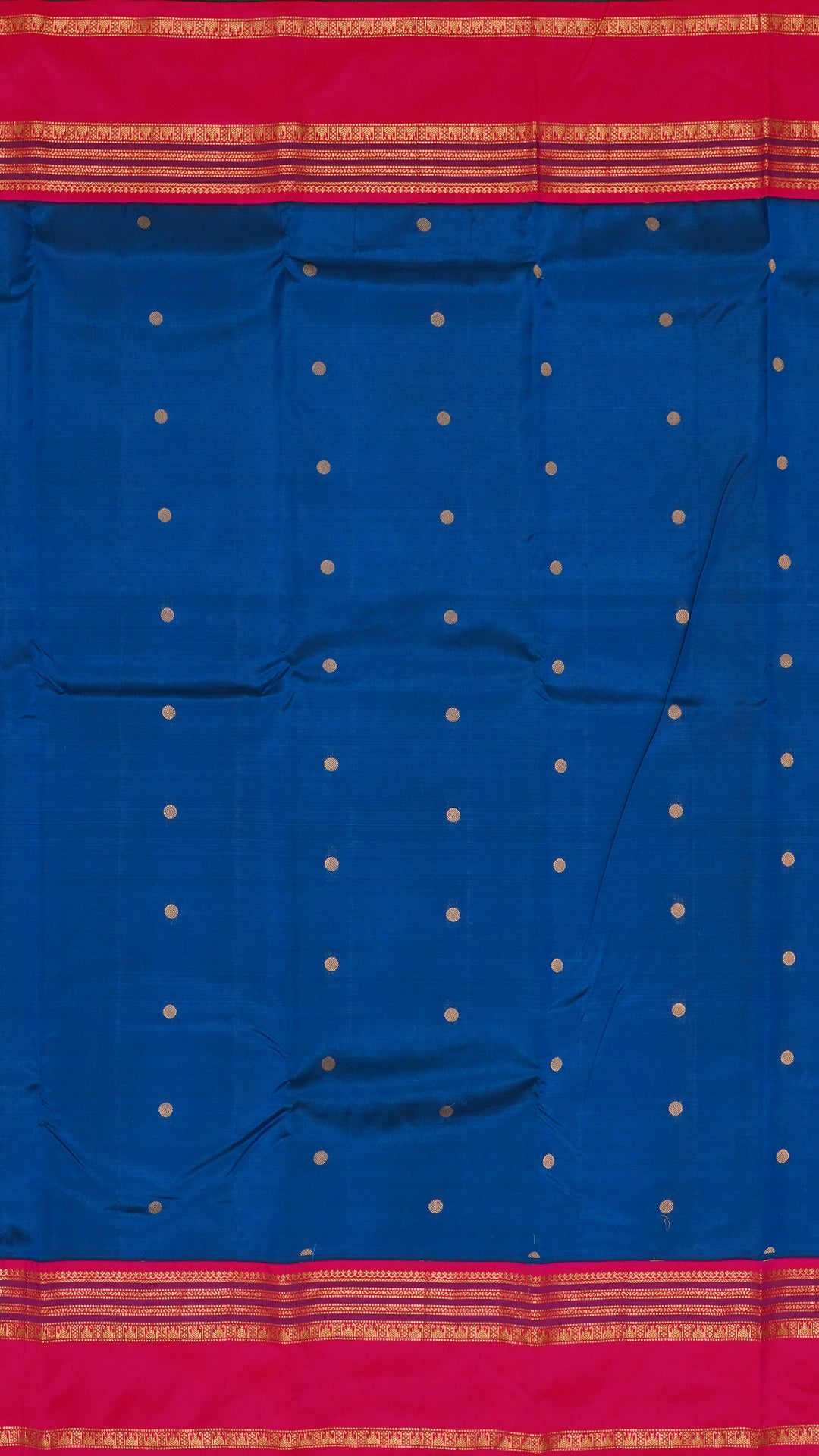 Sulphate Blue Kanchi Pattu Saree with Gap Border