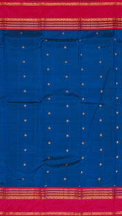 Sulphate Blue Kanchi Pattu Saree with Gap Border