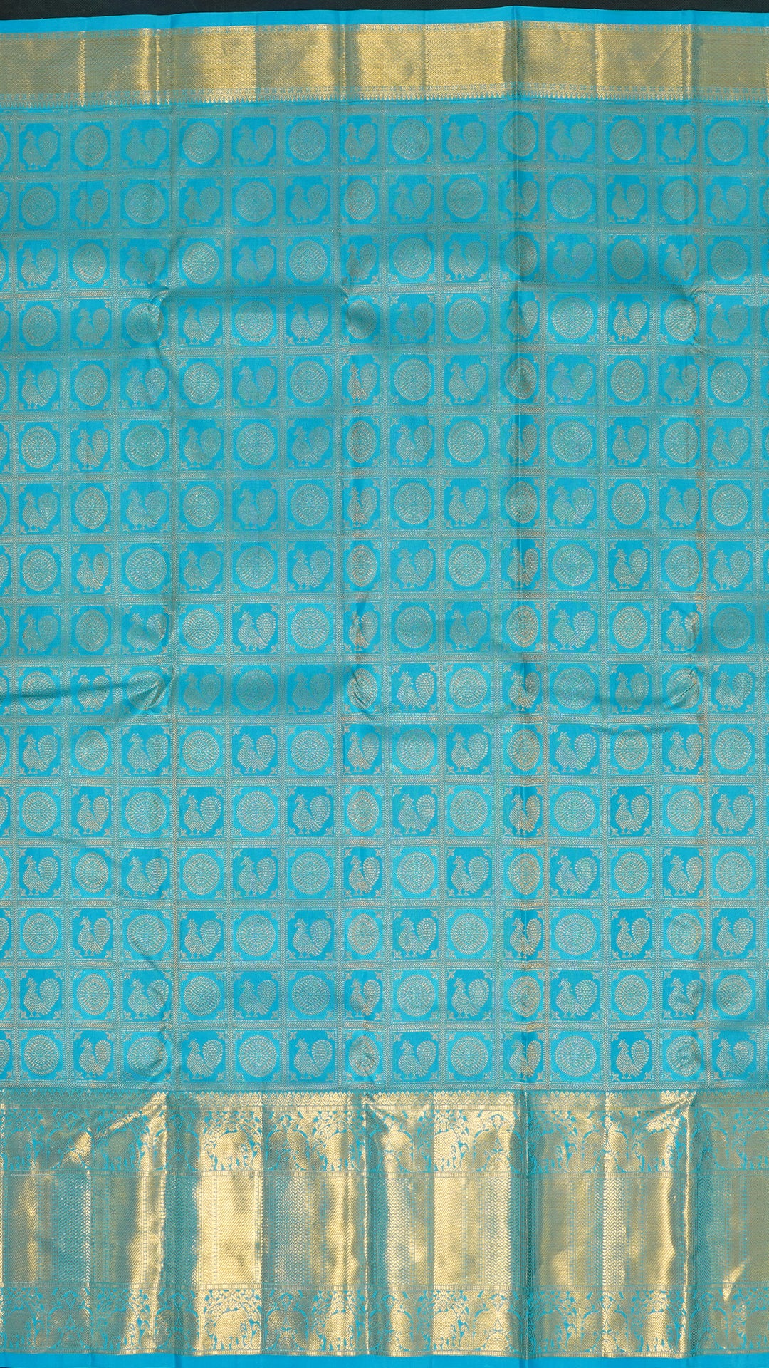 Sky Blue Kanchi Pattu Saree with Rich Zari Border