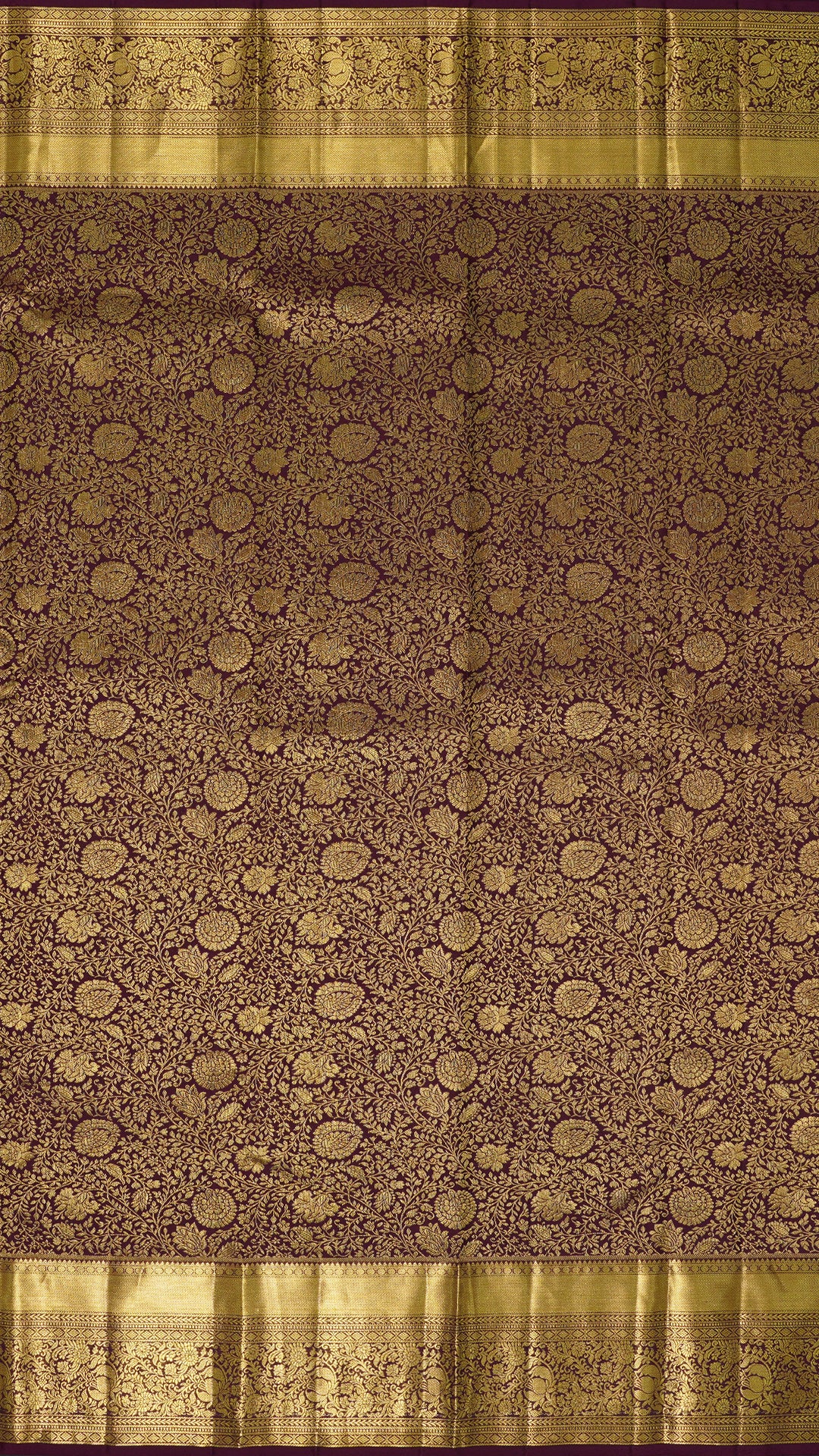 Burgundy Kanchi Pattu Saree with Self Zari Border