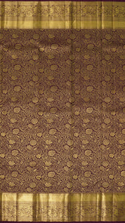 Burgundy Kanchi Pattu Saree with Self Zari Border