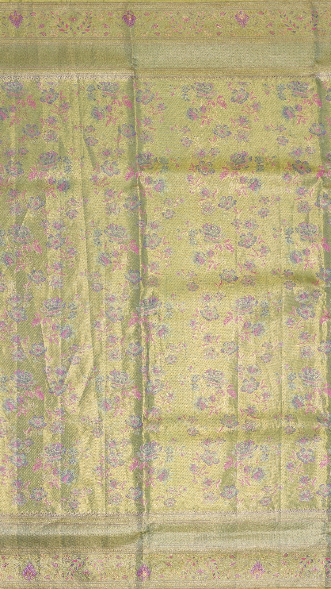 Beige Kanchi Pattu Saree with Self Floral Border