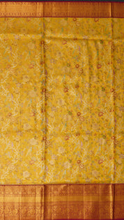 Mustard Yellow Kanchi Pattu Saree with Maroon Zari Border