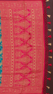 Rama Green Banaras Silk Saree with Contrast Border – Vaarahi Silks