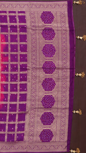 Pink Dola Silk Saree with Bandhani Print & Contrast Border