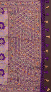 Violet Banaras Silk Saree with Contrast Border Work