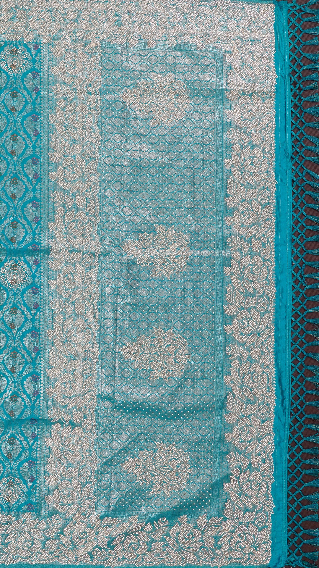 Rama Green Banaras Silk Saree with Stone Border