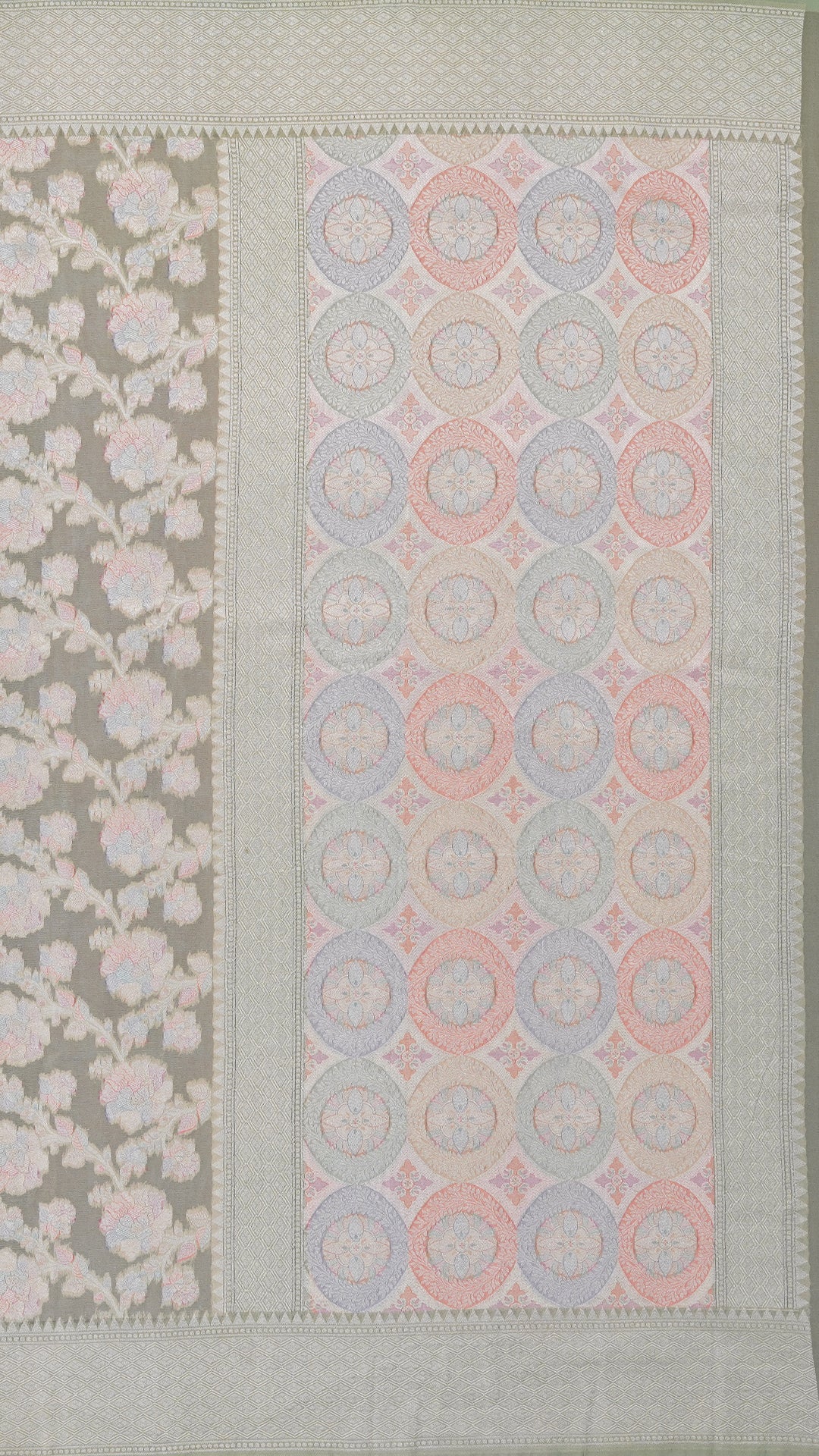 Pista Green Bhagalpur Silk Saree with Kaddi Border