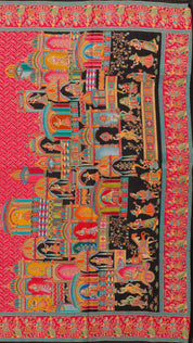 Multicolor Crepe Silk Saree with Contrast Border