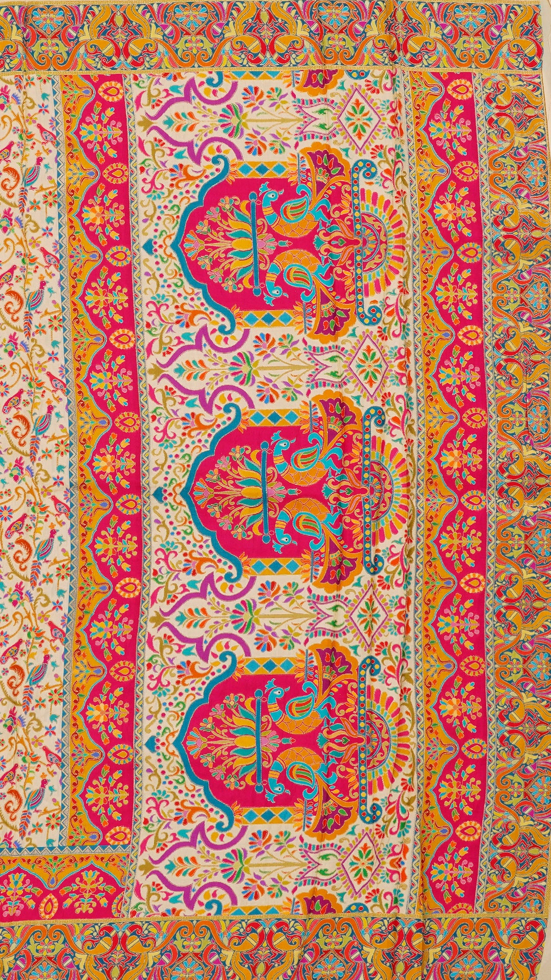 Multicolor Crepe Silk Saree with Paisley Design Border