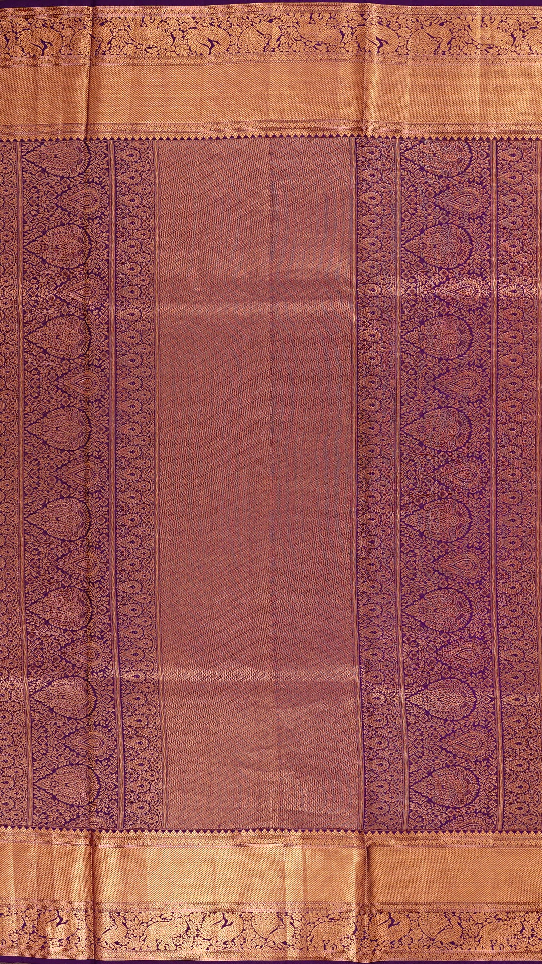 Bright Yellow Kanchipuram Saree with Dark Purple Pallu