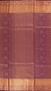 Bright Yellow Kanchipuram Saree with Dark Purple Pallu
