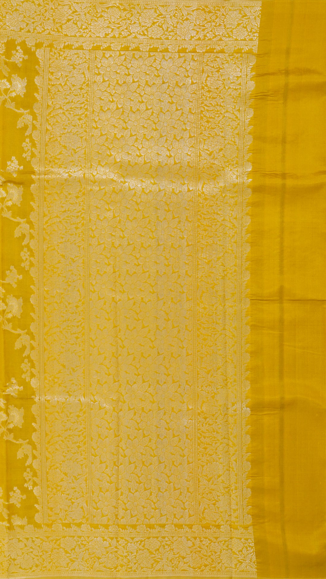 Mustard Yellow Banaras Saree with All Over Brocade