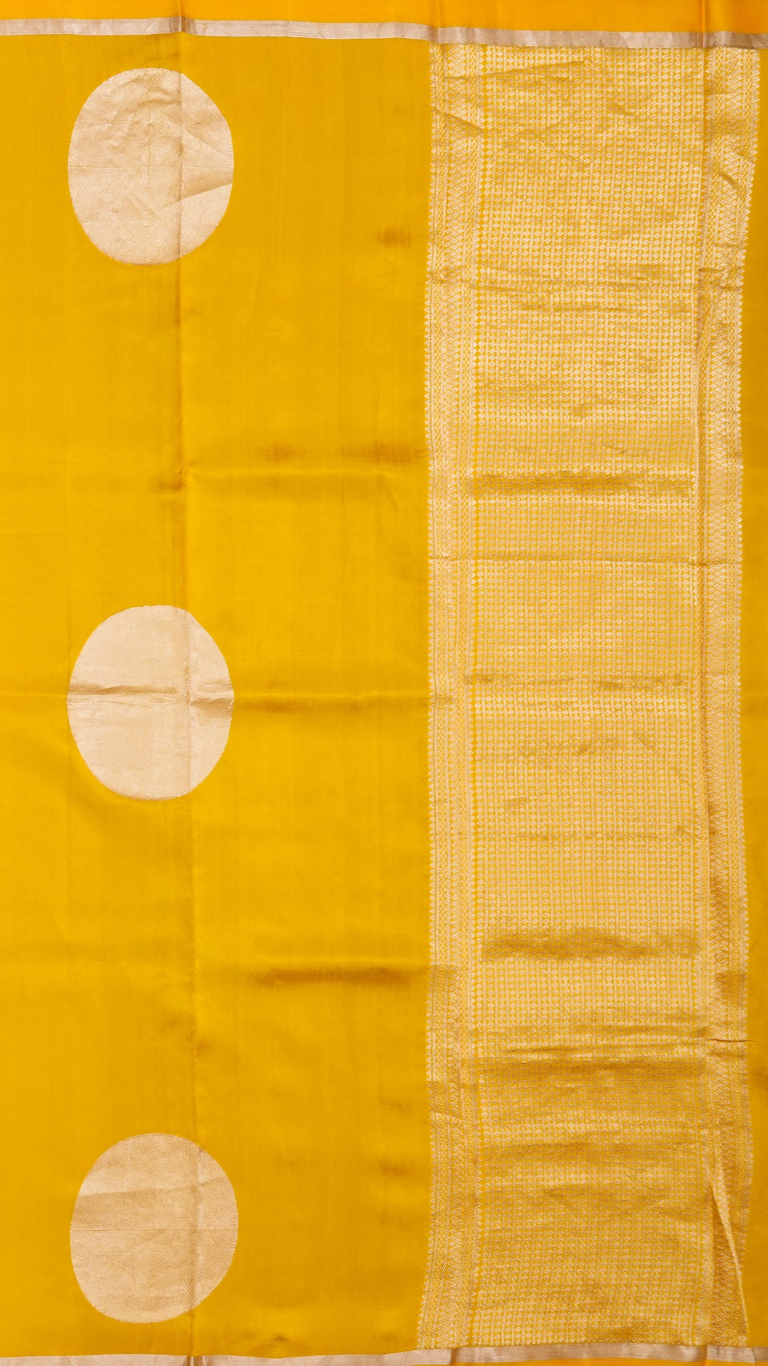 Radiant Yellow Banaras Silk Saree with Gold Big Buttas & Kadi Border