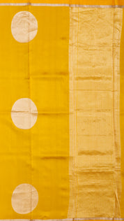 Radiant Yellow Banaras Silk Saree with Gold Big Buttas & Kadi Border