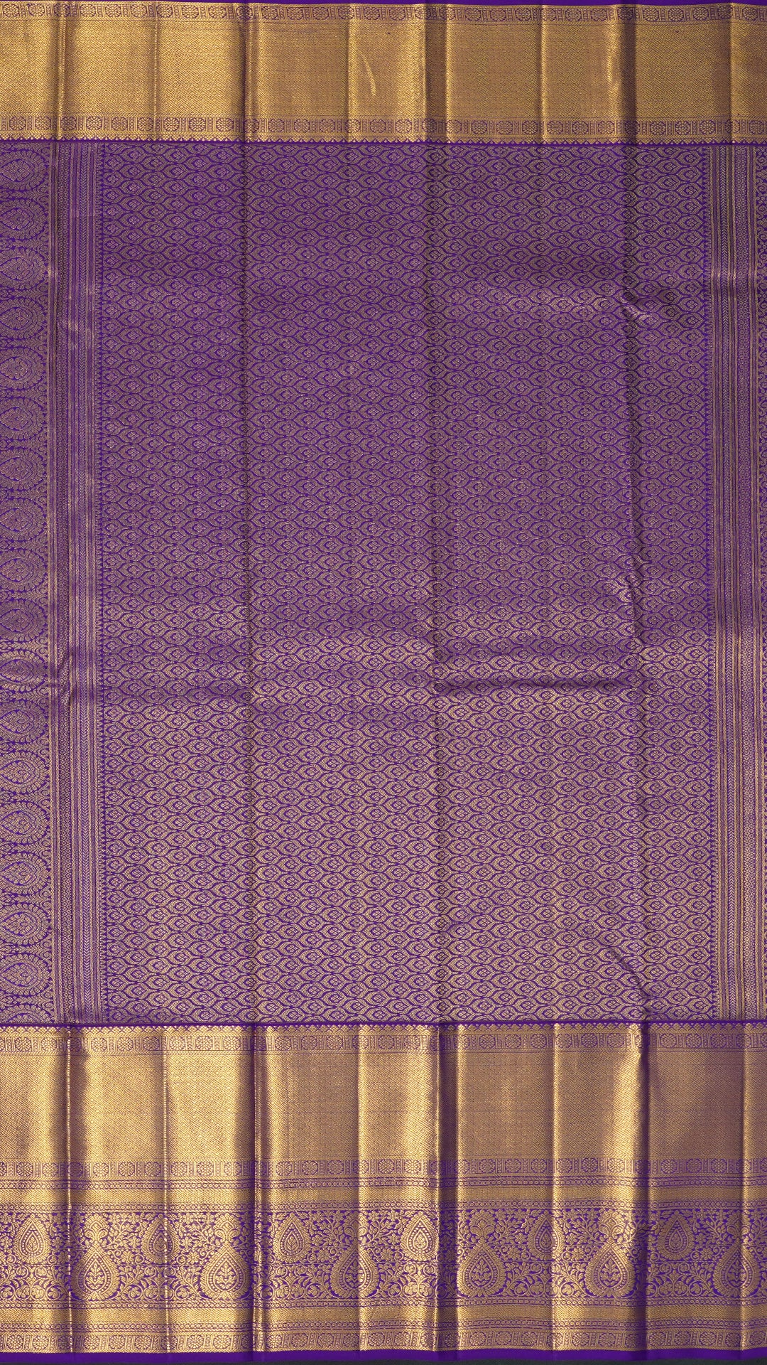 Mustard Yellow Kanchi Pattu Saree with Blue Zari Border