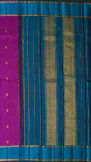 Purple Kanchi Pattu Saree with Sulphate Blue Gap Border