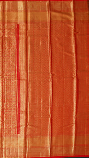 Orange Kanchi Pattu Saree with Rich Zari Border