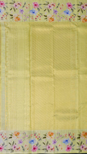 Beige Kanchi Pattu Saree with Baby Yellow Floral Border