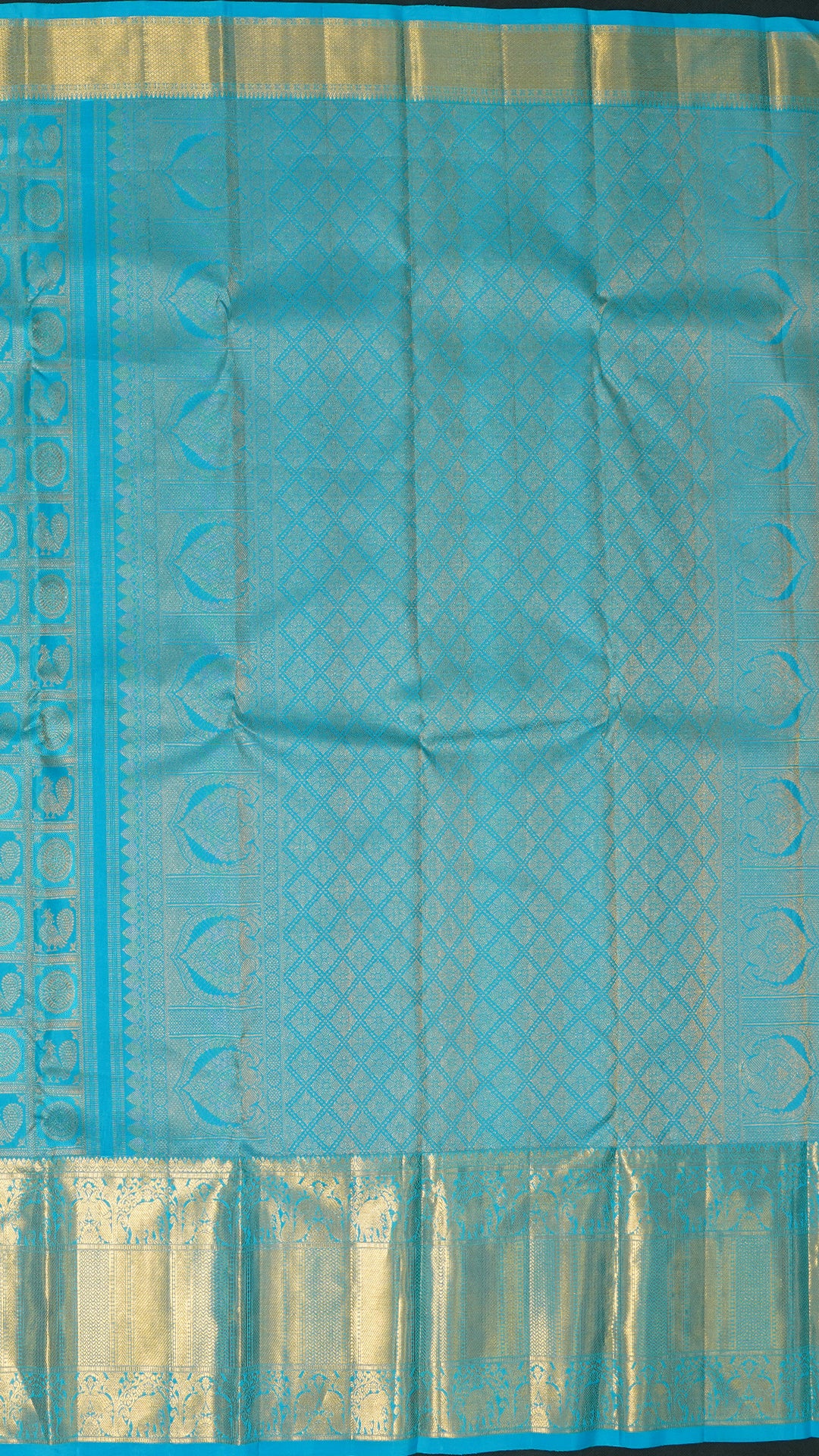 Sky Blue Kanchi Pattu Saree with Rich Zari Border