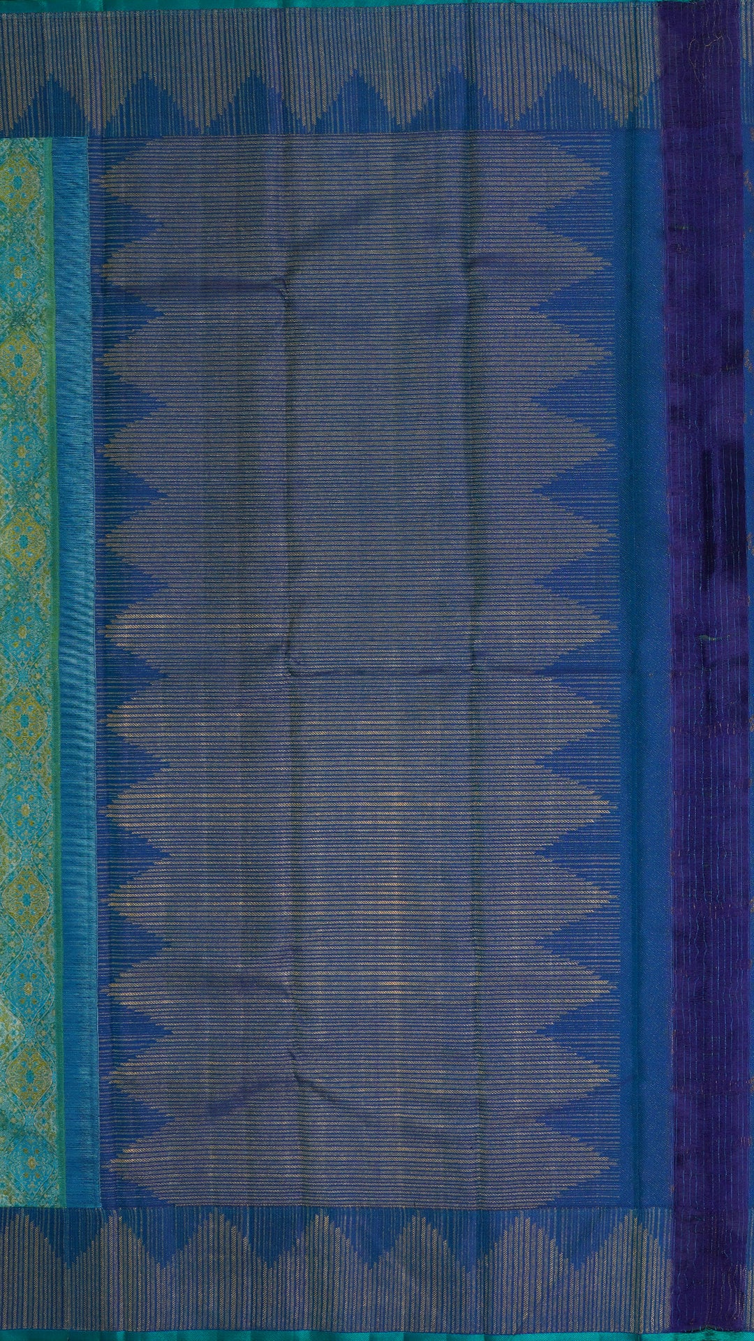 Aqua Blue Kanchi Pattu Saree with Temple Border