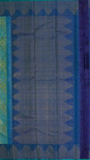 Aqua Blue Kanchi Pattu Saree with Temple Border