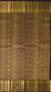 Burgundy Kanchi Pattu Saree with Self Zari Border