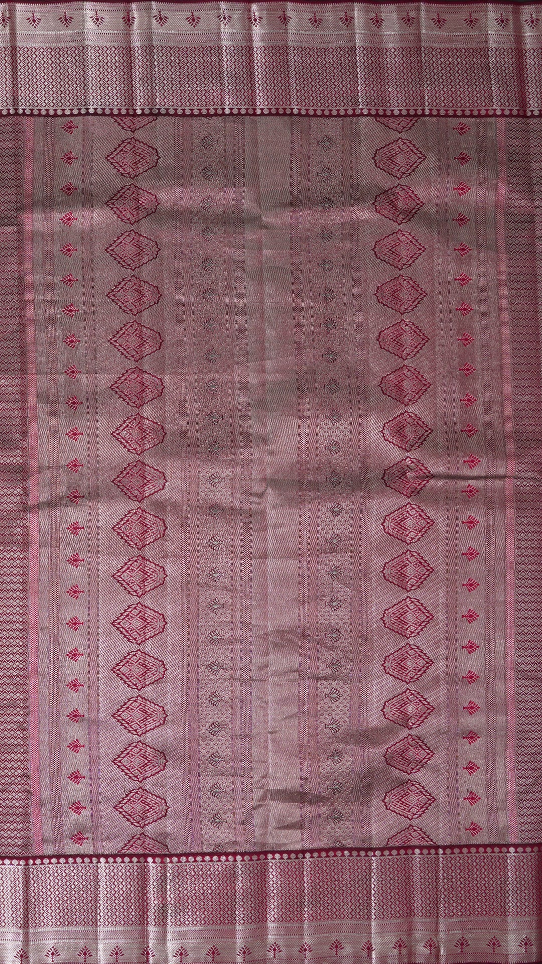 Burgundy Kanchi Pattu Saree with Self Zari Border