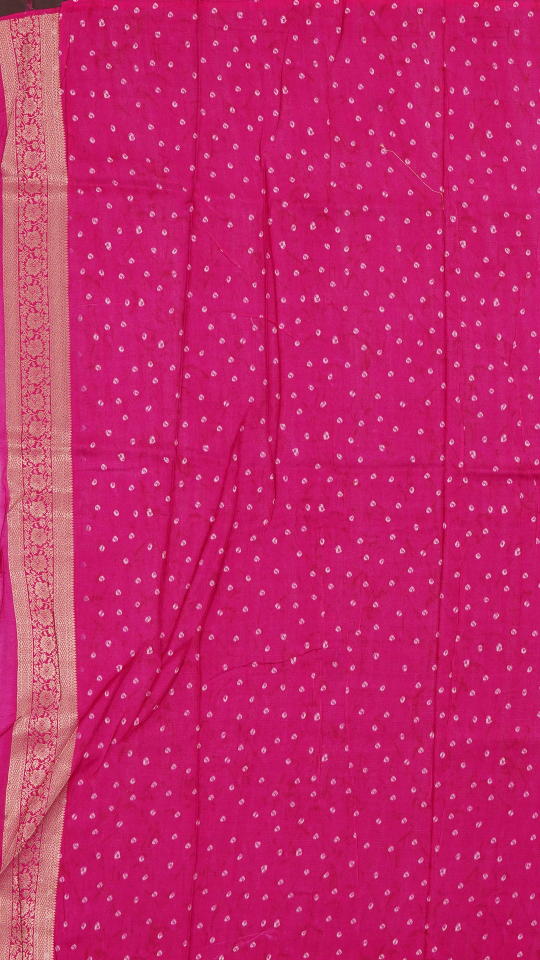 Pink Dola Silk Saree with Bandhani Print & Contrast Border