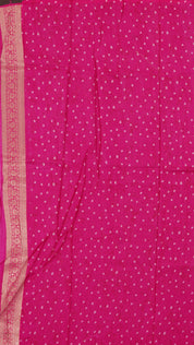 Pink Dola Silk Saree with Bandhani Print & Contrast Border