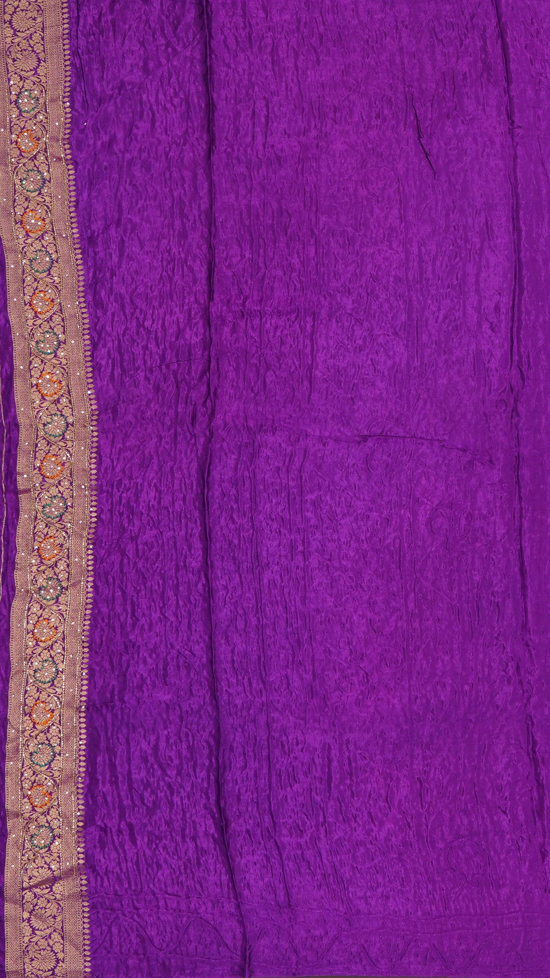 Violet Banaras Silk Saree with Contrast Border Work