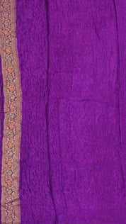 Violet Banaras Silk Saree with Contrast Border Work