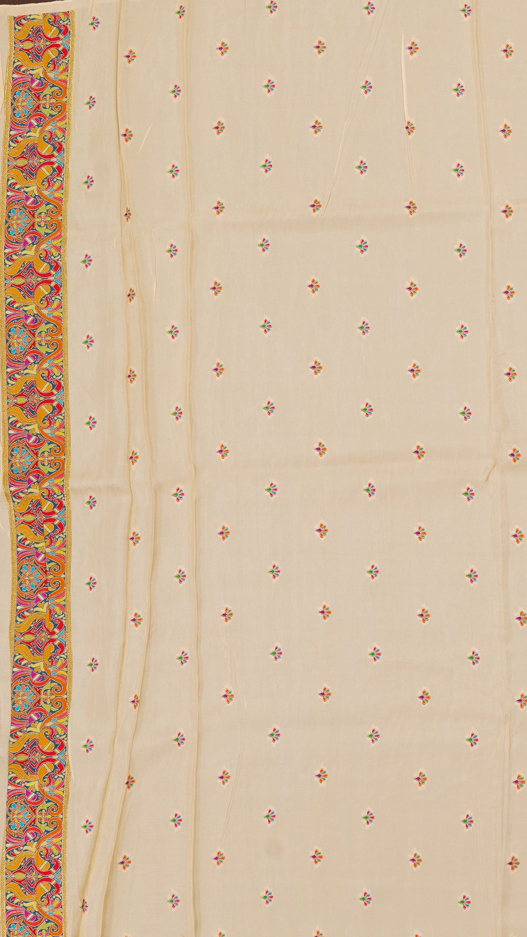 Multicolor Crepe Silk Saree with Paisley Design Border