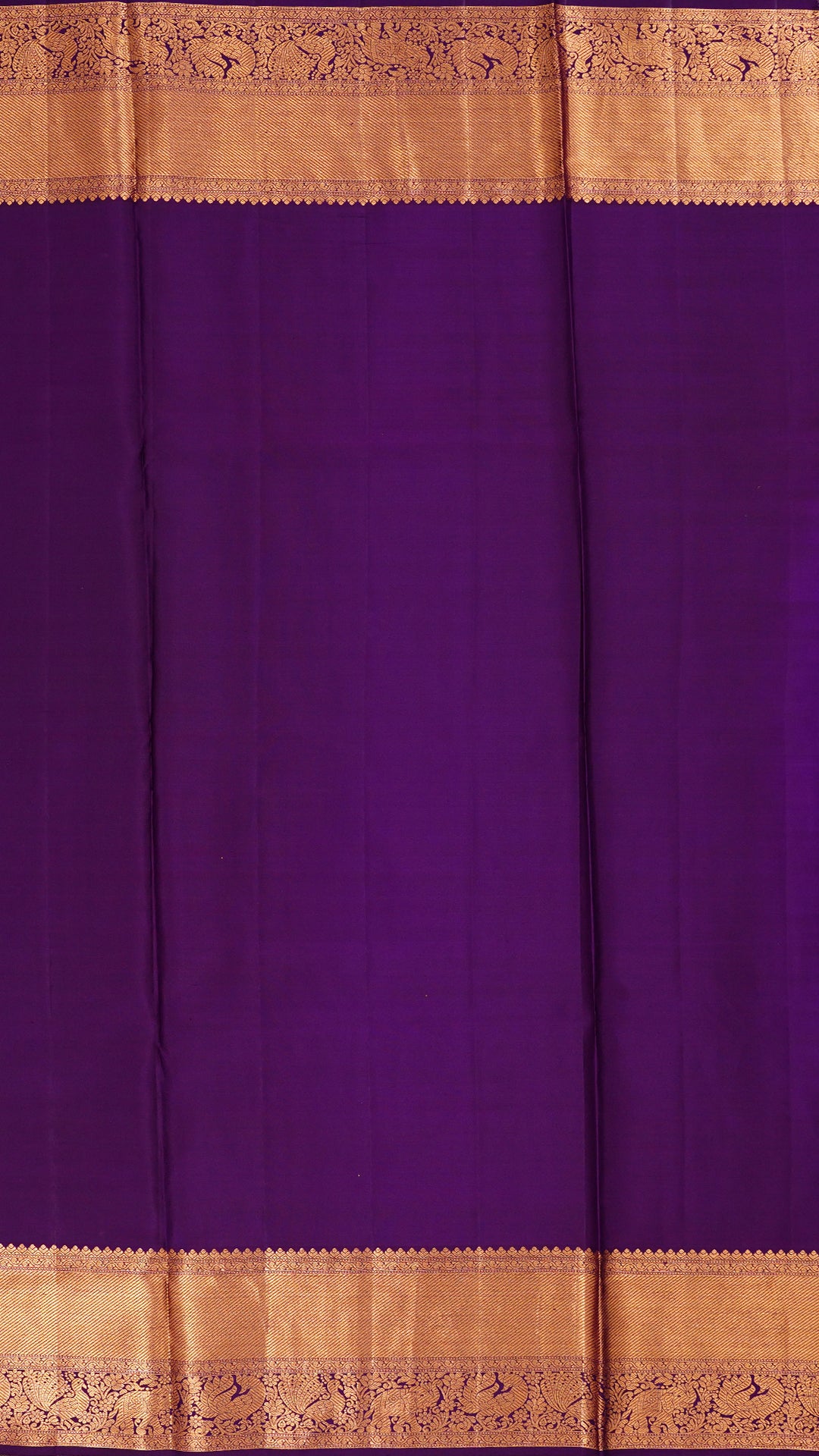 Bright Yellow Kanchipuram Saree with Dark Purple Pallu
