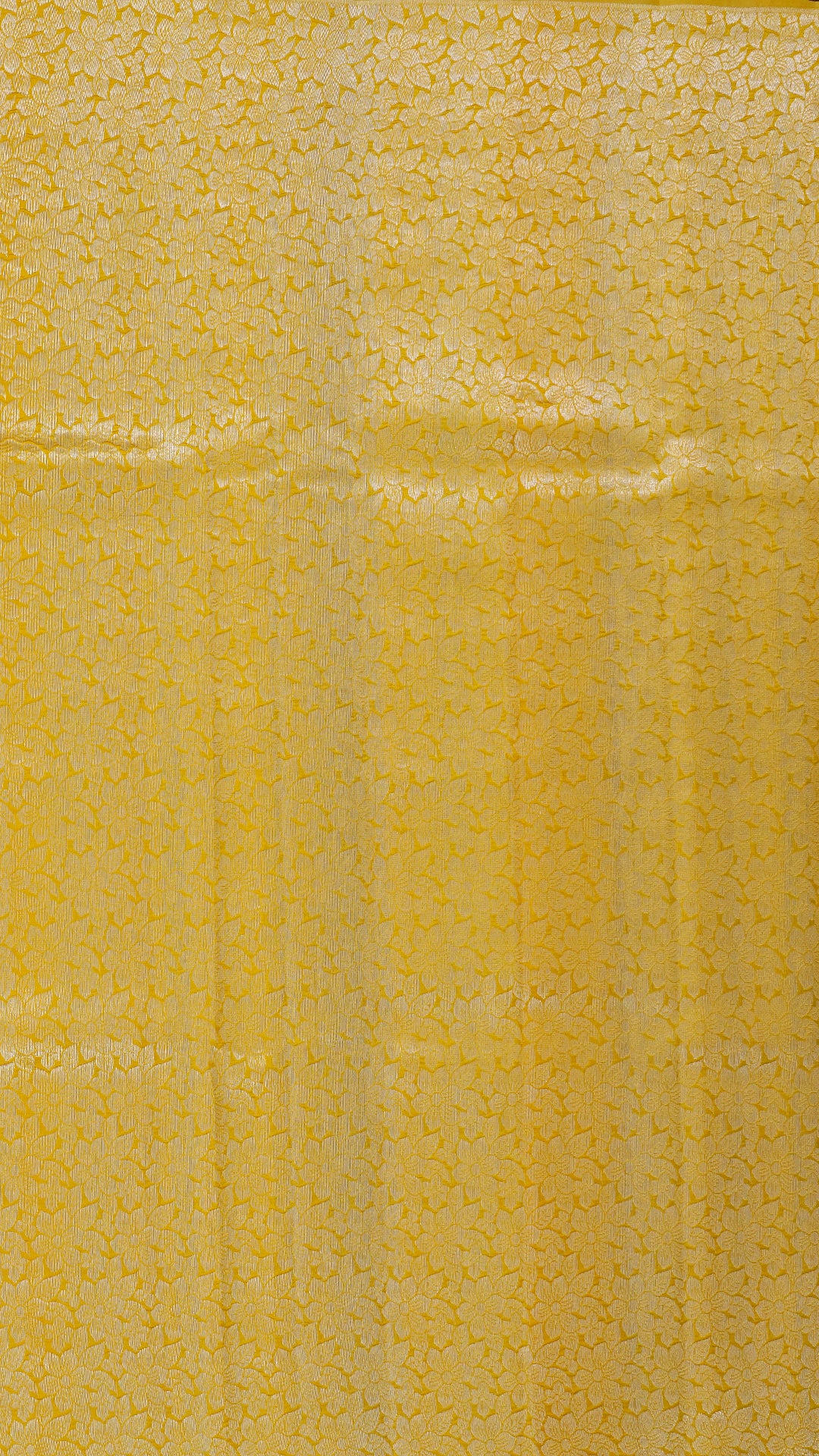 Mustard Yellow Banaras Saree with All Over Brocade