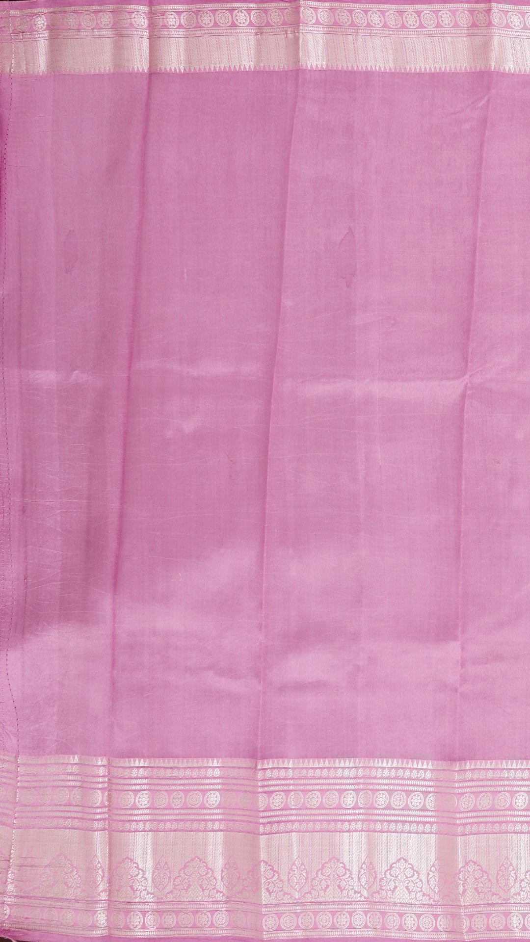 Peacock Blue Chiniya Silk Saree with Lavender Contrast Border