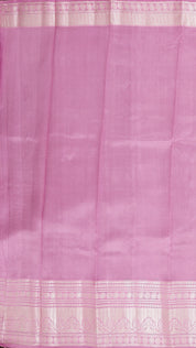 Peacock Blue Chiniya Silk Saree with Lavender Contrast Border