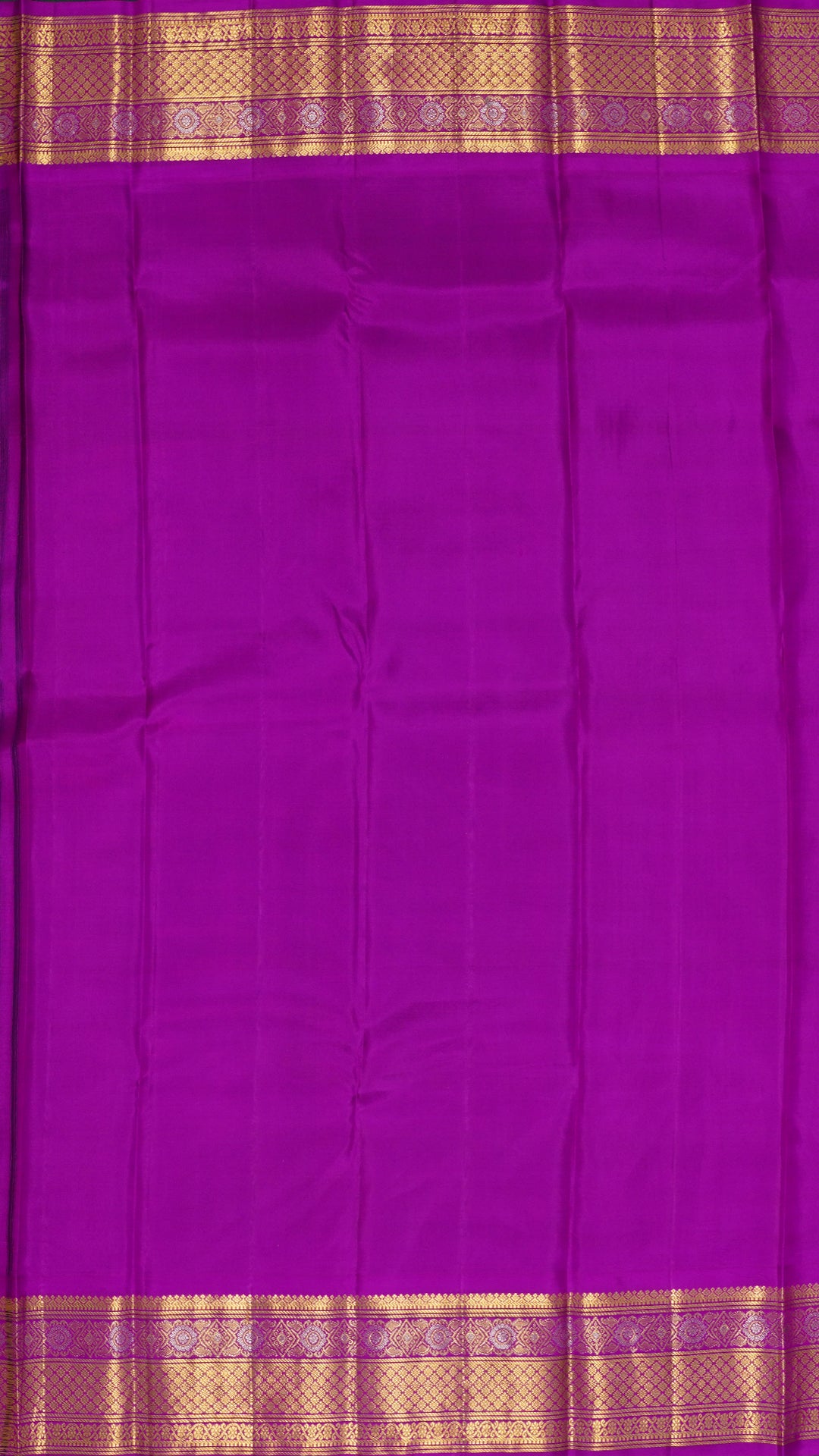 Yellow Kanchi Pattu Saree with Purple Zari Border