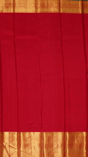 Red Kanchi Pattu Saree with Zari Border & Big Buttes