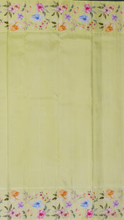 Beige Kanchi Pattu Saree with Baby Yellow Floral Border