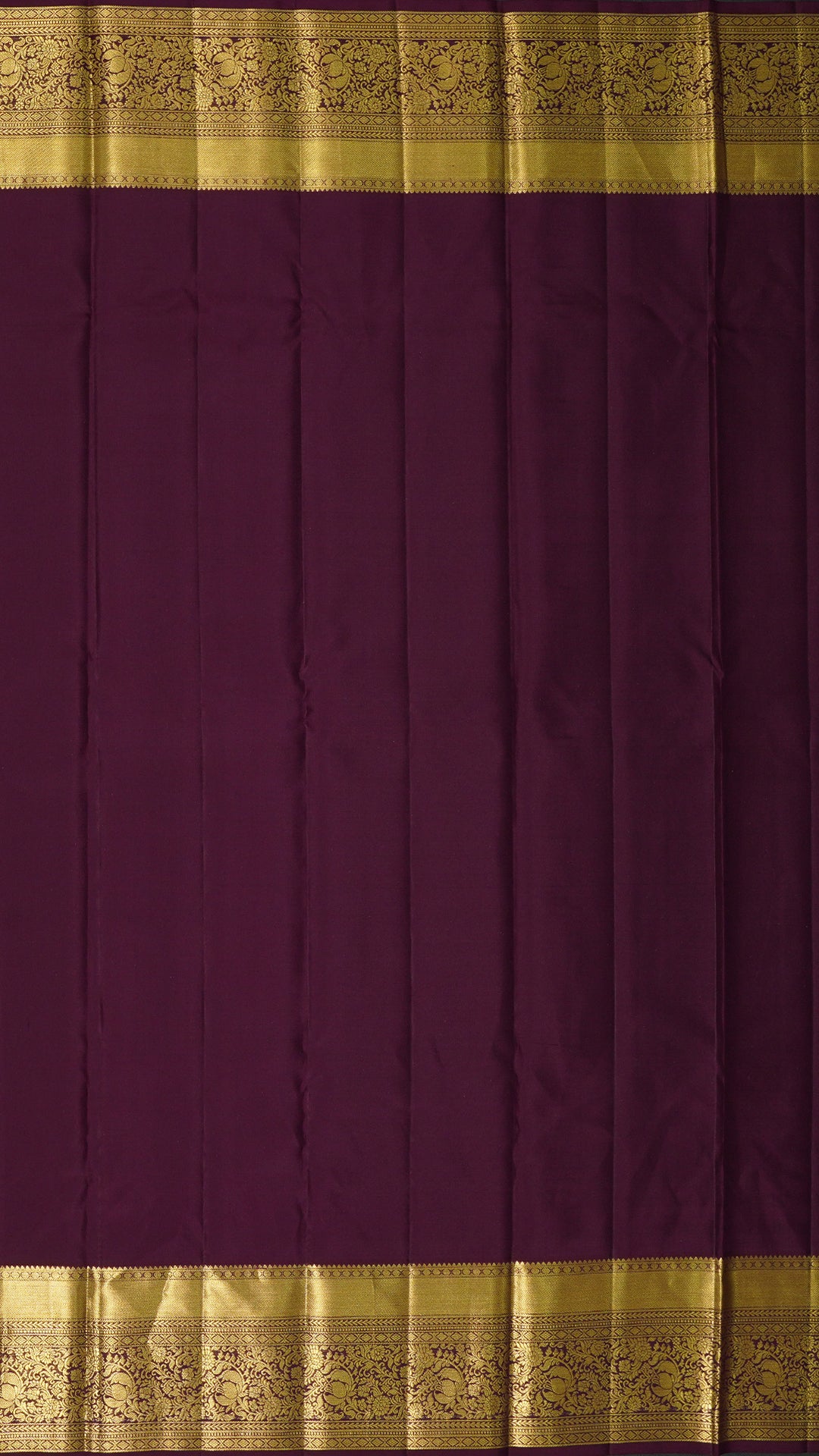 Burgundy Kanchi Pattu Saree with Self Zari Border
