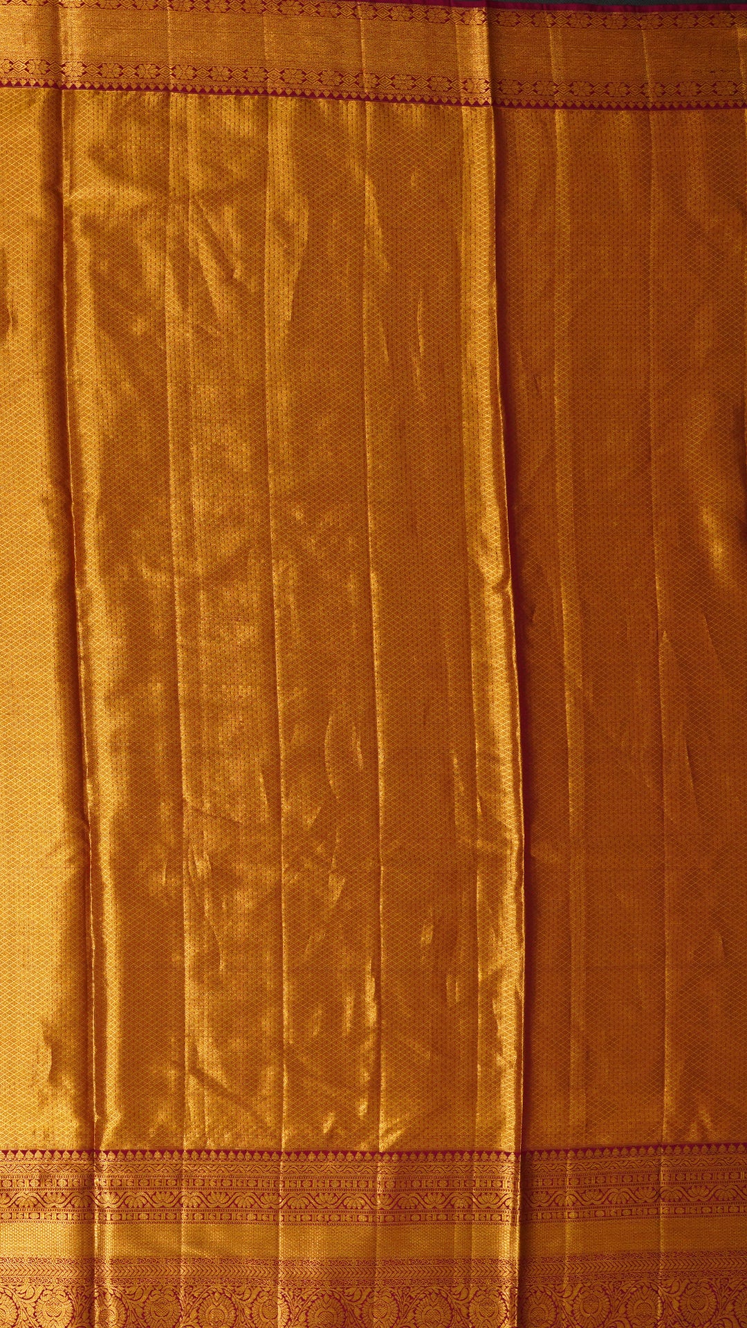 Mustard Yellow Kanchi Pattu Saree with Maroon Zari Border