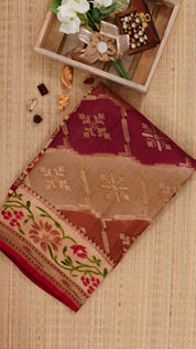 Multi-Colour Banarasi Tusser Saree with Floral Border