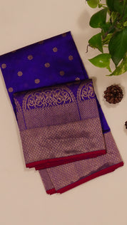 Purple Chanderi Silk Saree with Gold Butta & Jal Border