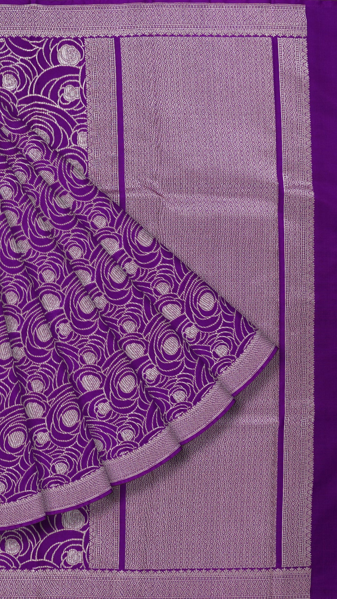 Purple Banaras Saree with All Over Brocade Design