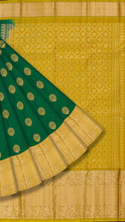 Dark Green Kanchipuram Saree with Olive Border